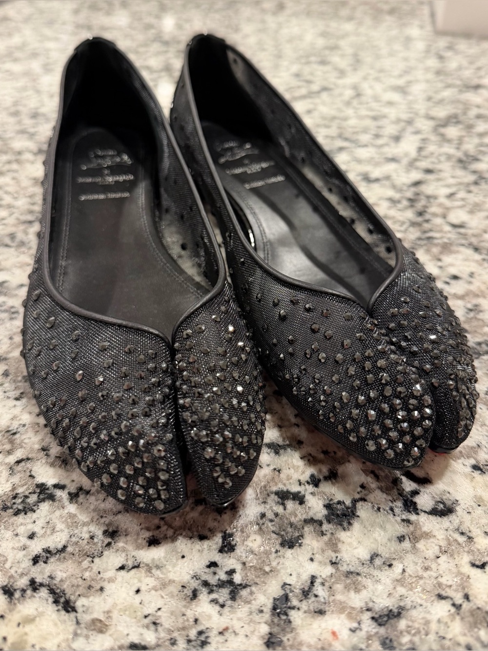Maison Margiela x Christian Louboutin Marlougiela Strass Black Ballet Flats